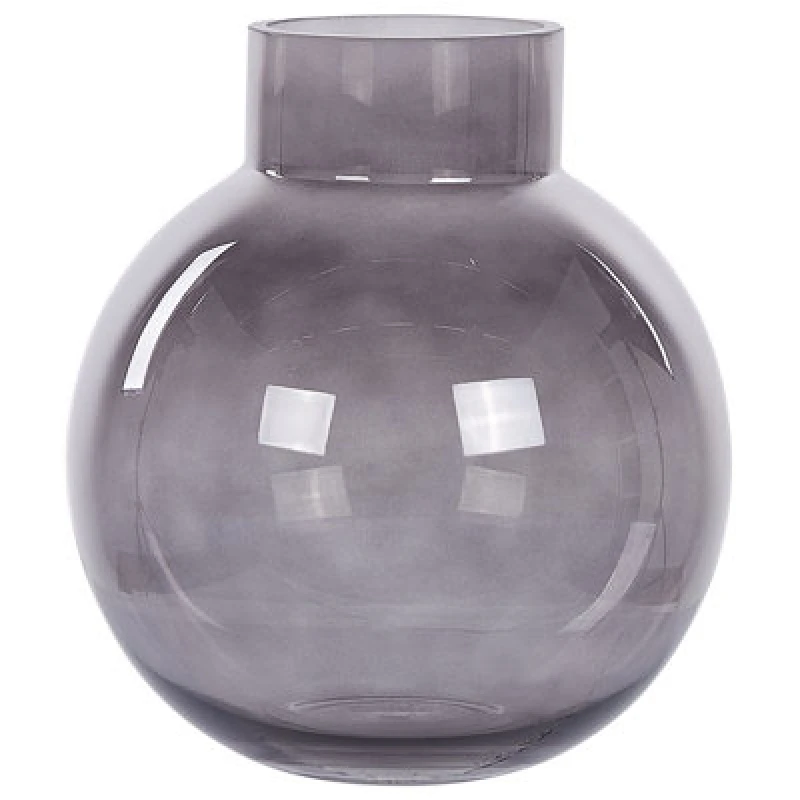 Image of Beliani Flower Vase Polydrosos Glass 22cm Grey