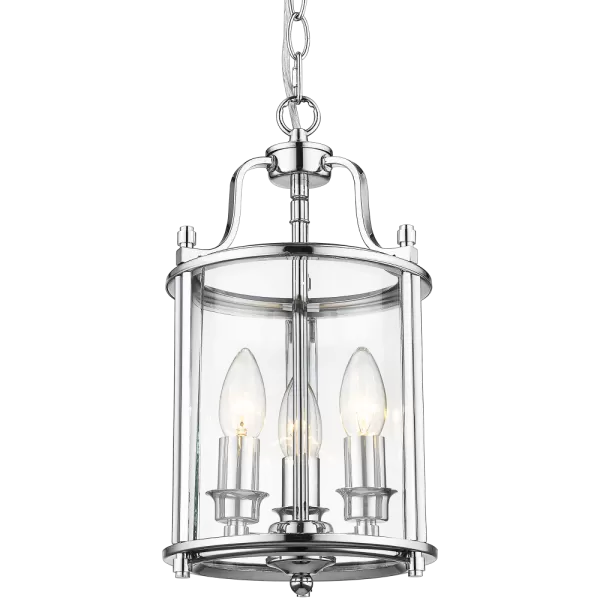 image of New York 3 Light Lanterns Pendant Ceiling Light Silver, E14