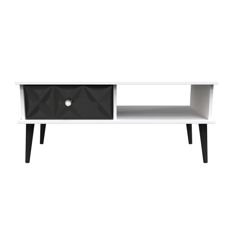 Image of Toledo 1 Drawer Coffee Table In Deep Black & White (Ready Assembled)