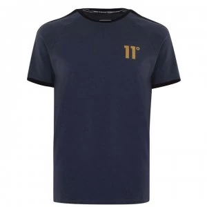 Image of 11 Degrees Taped Ringer T Shirt - Anthracite/Gold