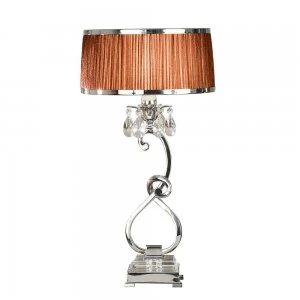 Image of 1 Light Medium Table Lamp Polished Nickel Plate with Chocolate Shade, E14