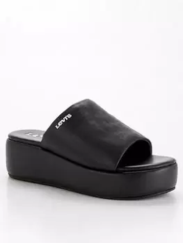 image of Levis Charlotte Platform Mule Sandal - Black, Size 8, Women