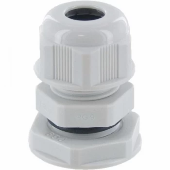 Image of Zexum PG9 IP68 Nylon Cable Gland with Locknut - Grey