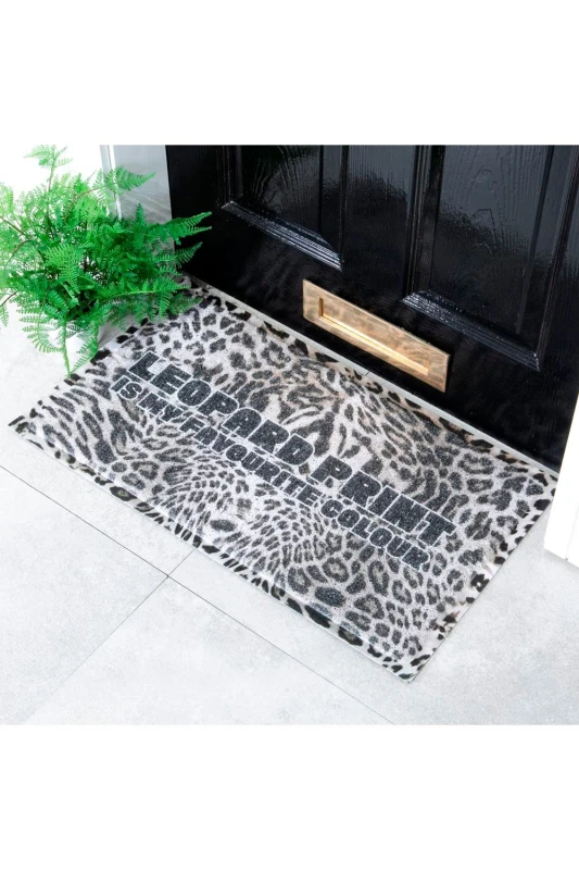 Image of Native Natural Grey Leopard Print Doormat (70 X 40Cm)