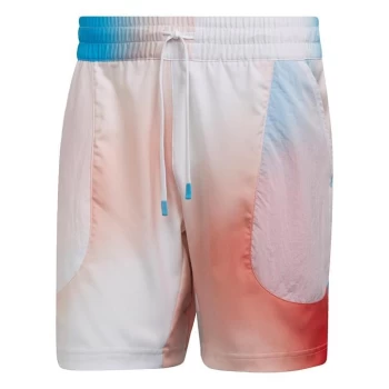 image of adidas Melbourne Tennis Ergo Printed 7-Inch Shorts Mens - White / Vivid Red / Sky Rush