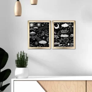Image of 2ACT-009 Multicolor Decorative Framed MDF Painting (2 Pieces)