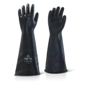 Image of Ansell Industrial Latex Medium Weight 17" Gauntlet Black Size 08