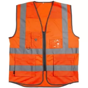 image of Warrior Unisex Adult Executive Mesh Hi-Vis Vest (4XL) (Fluorescent Orange) - Fluorescent Orange