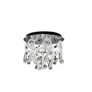Image of Class Flush Ceiling Round 10 Light G4 Polished Chrome/White Glass/Crystal, NOT LED/CFL Compatible