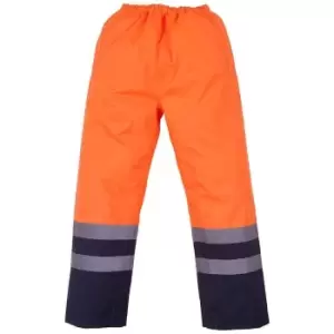 Image of Yoko Unisex Adult Hi-Vis Waterproof Over Trousers (3XL) (Orange/Navy)