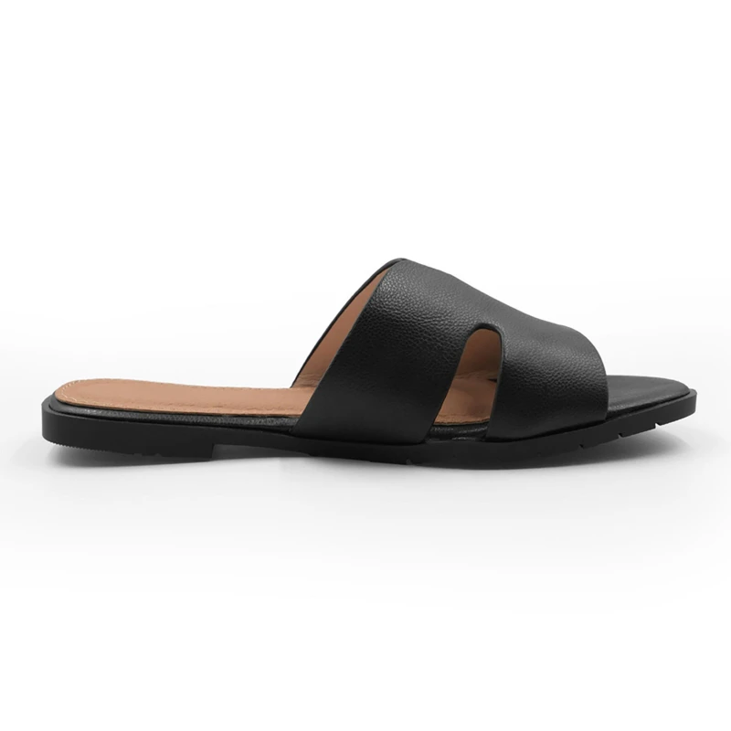 Image of Wheres That From Womens Cutout Strap Flat Sandals Black PU female 6 (39)