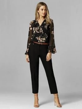 Image of Wallis Petite Double Faced Belted Cigarette Trouser - Black, Size 18, Women