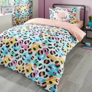 Image of Bedlam Kids Be Wild Animal Print Reversible Duvet Cover Set, Coral, Single