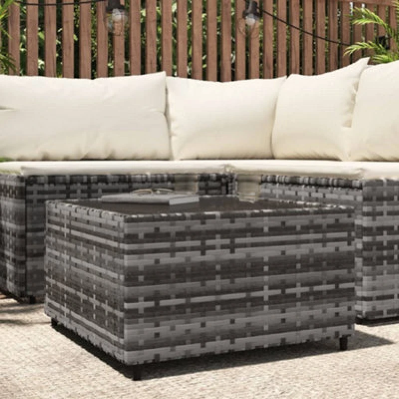 Image of VIDAXL Square Garden Coffee Table Grey 50x50x30cm Poly Rattan vidaXL 8720845673598