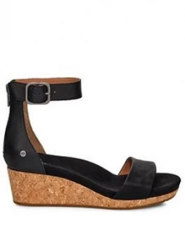 image of UGG Zoe II Wedge Sandal - Black, Size 4, Women