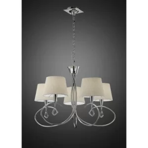 Image of Mara pendant lamp 5 bulbs E14, polished chrome with ivory white lampshade
