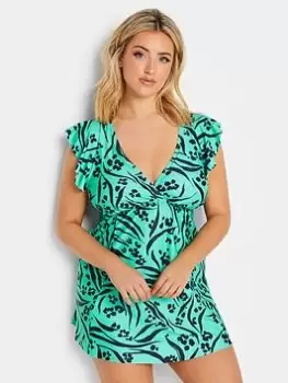 Image of Yours Animal Angel Sleeve Swimdress, Green, Size 14, Women
