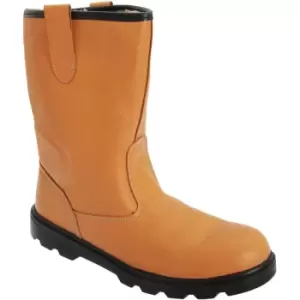 Image of Grafters Mens Leather Safety Rigger Padded Ankle Toe Cap Boots (11 UK) (Tan) - Tan