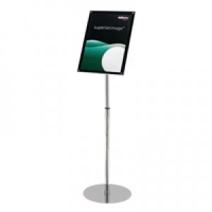 Deflecto Chrome Bevelled Floor Sign Holder A3 DE790645