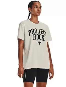 Image of Under Armour Project Rock Hwt Campus T - Off White, Off White Size M Women