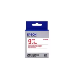 image of Epson LK-3WRN Red on White Labelling Tape 9mm x 9m