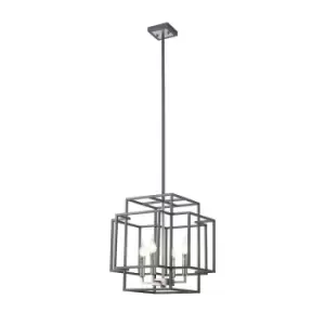 Image of Delaware Ceiling Pendant, 4 Light E14, Anthracite, Satin Nickel