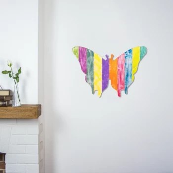 Image of Butterfly - Multicolor Multicolor Decorative Wooden Wall Accessory