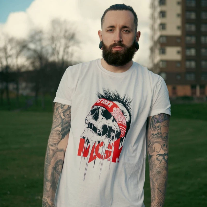 Image of Machine Gun Kelly Mens Invincible T-Shirt in White Size: XL White Male XL