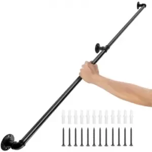 Image of VEVOR Pipe Stair Handrail, 7FT Staircase Handrail, 440LBS Load Capacity Carbon Steel Pipe Handrail, Industrial Pipe Handrail with Wall Mount Support,