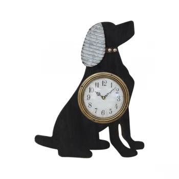 image of Wooden Dog Shaped Wall Clock - 50cm