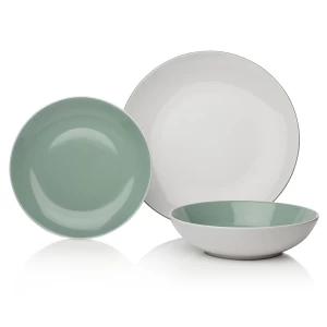 image of Sabachi Sabichi 12 Piece St Ives Green Stoneware Dinner Set