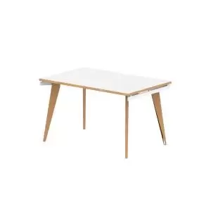 image of Oslo Single White Frame Wooden Leg Bench Desk 1200 White With Natural