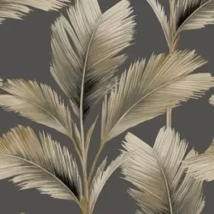 Image of Wallpaper Kailani Charcoal Natural 59116 Full Roll - Belgravia