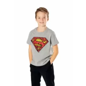 Image of Superman Kids Grey Marl Comicstrip Logo T-Shirt Ex Large
