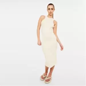 image of Missguided Tall Rib Seam Midaxi Dress - Cream