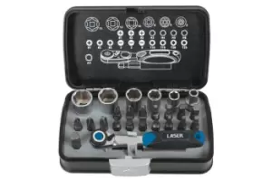 image of Laser Tools 6555 Socket and Bit Set 26pc 1/4"D