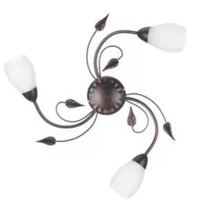 Image of Lia 3 Light Multi Arm Semi Flush Ceiling Lamp, Black