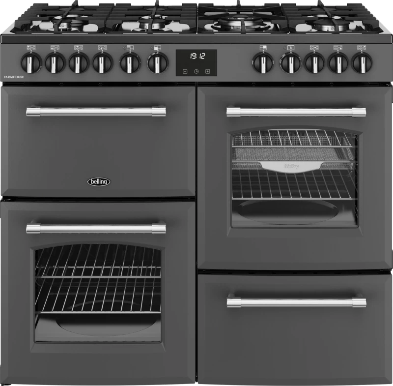 Image of Belling Farmhouse 100DF 100cm Dual Fuel Range Cooker - Anthracite - A Rated