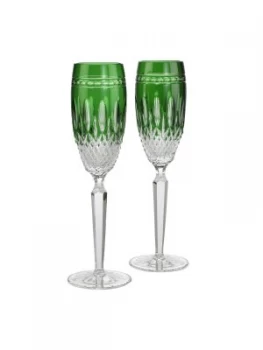 image of Waterford Clarendon Emerald Flute Set of 2