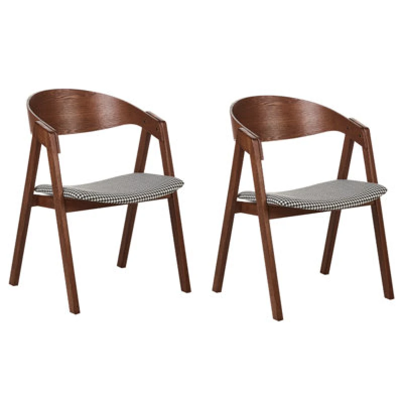 Image of Beliani Set Of 2 Dining Chairs Yuba Wood Black/ White
