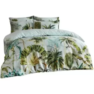 image of Paoletti Forsteriana Palm Tree Duvet Cover Set (Double) (Multicoloured) - Multicoloured