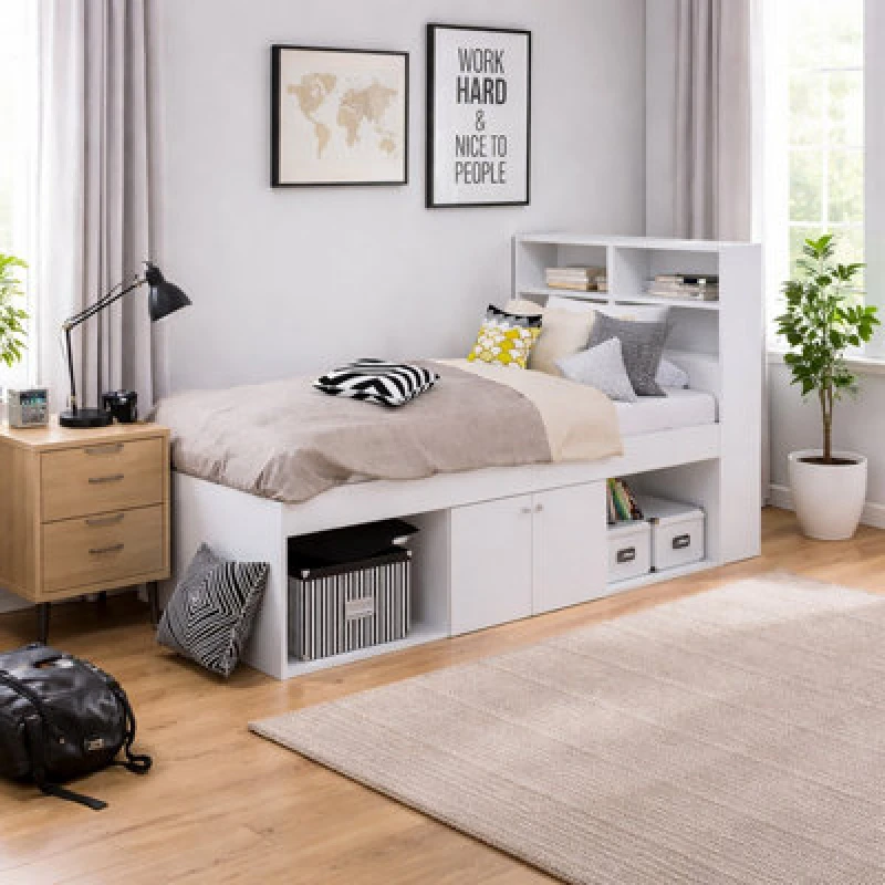 Image of Kidsaw Single 3ft Cabin Bed With Bookcase Headboard