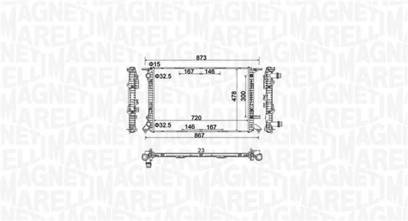 Image of MAGNETI MARELLI Engine radiator MAGNETI MARELLI 350213152100