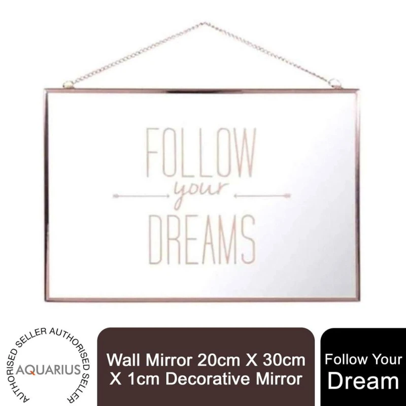 Image of Aquarius Wall Mirror 20cm x 30cm x 1cm Decorative Follow Your Dream Mirror 8711252905280