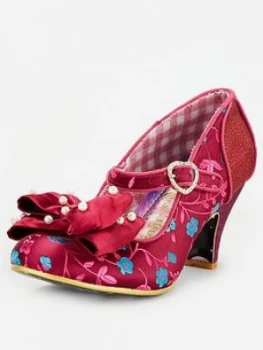 Image of Irregular Choice Snow Drop Floral And Pearl Heeled Shoe - Bordo, Bordo, Size 6, Women