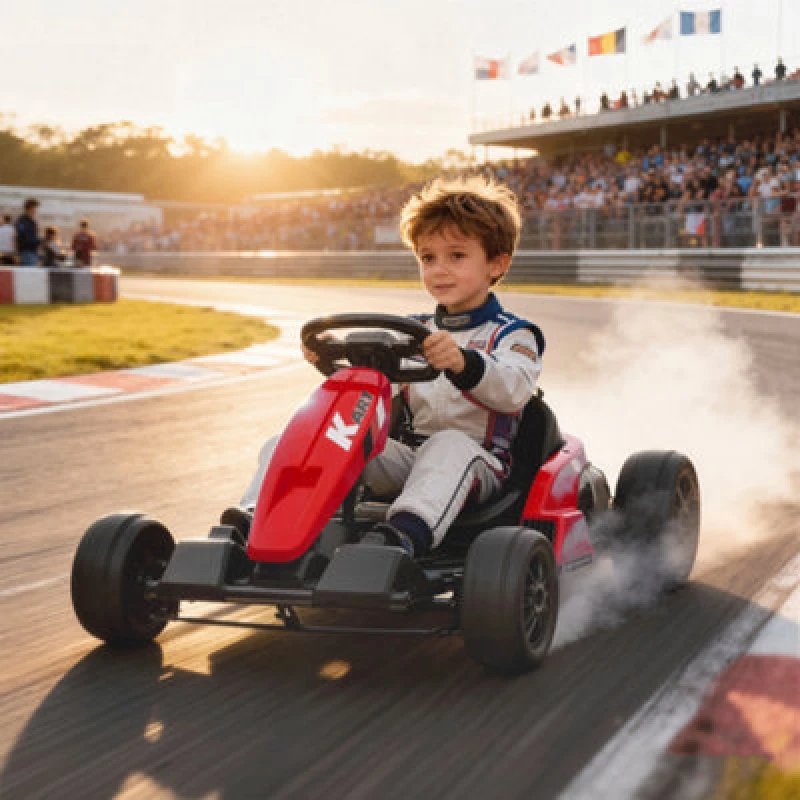 Image of Aiyaplay 24V Electric Go Kart With Drift Mode, Adjustable Seat, Red