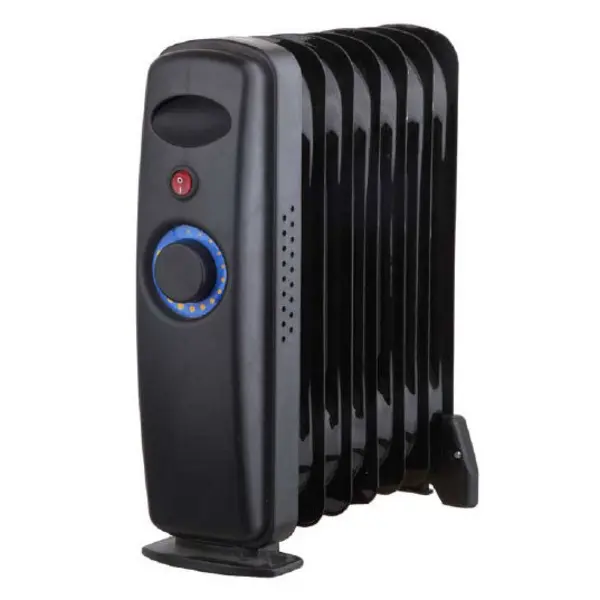 image of 1Kw (1,000w) 9 Fin Black Oil Filled Radiator / Heater with Adjustable Thermostat