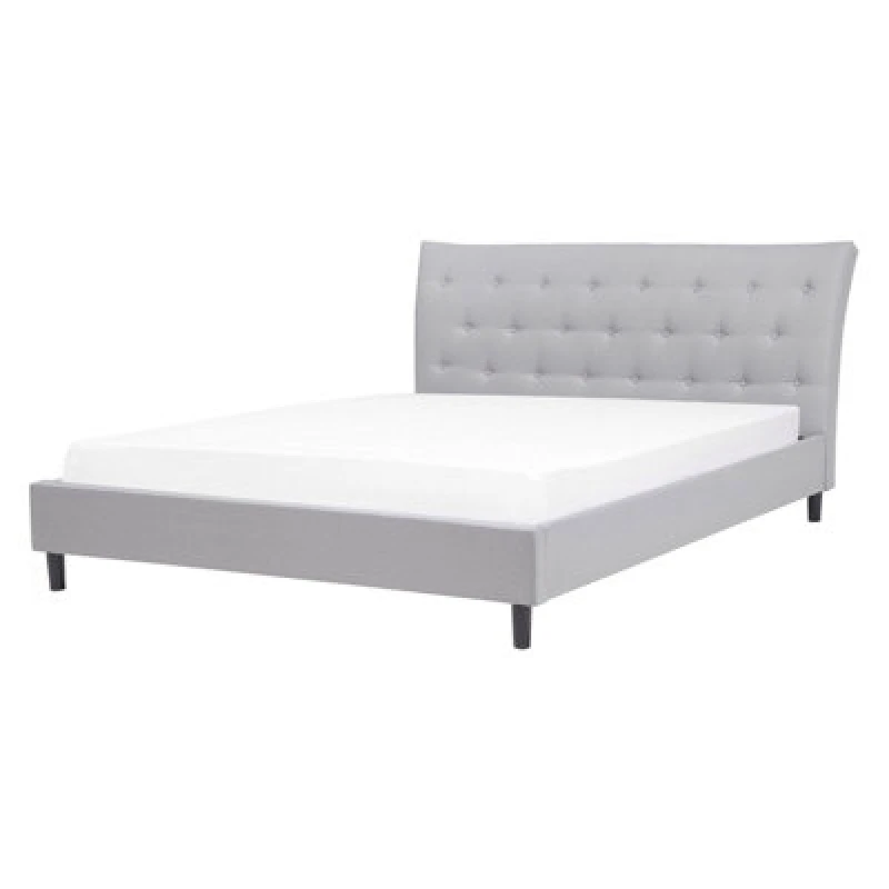 Image of Beliani Bed Fabric Saverne 160 X 200 Cm (Eu King Size) Light Grey