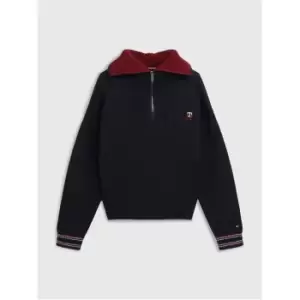 Image of Tommy Hilfiger Monogram Half Zip-Up Sweater - Blue