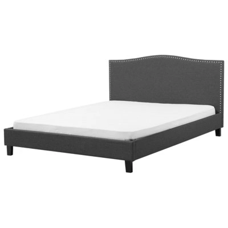 Image of Beliani Bed Fabric Montpellier 180 X 200 Cm (Eu Super King) Dark Grey